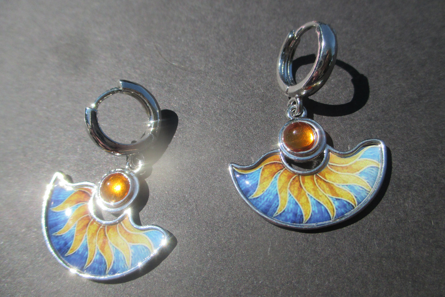 Sun flower clip earrings