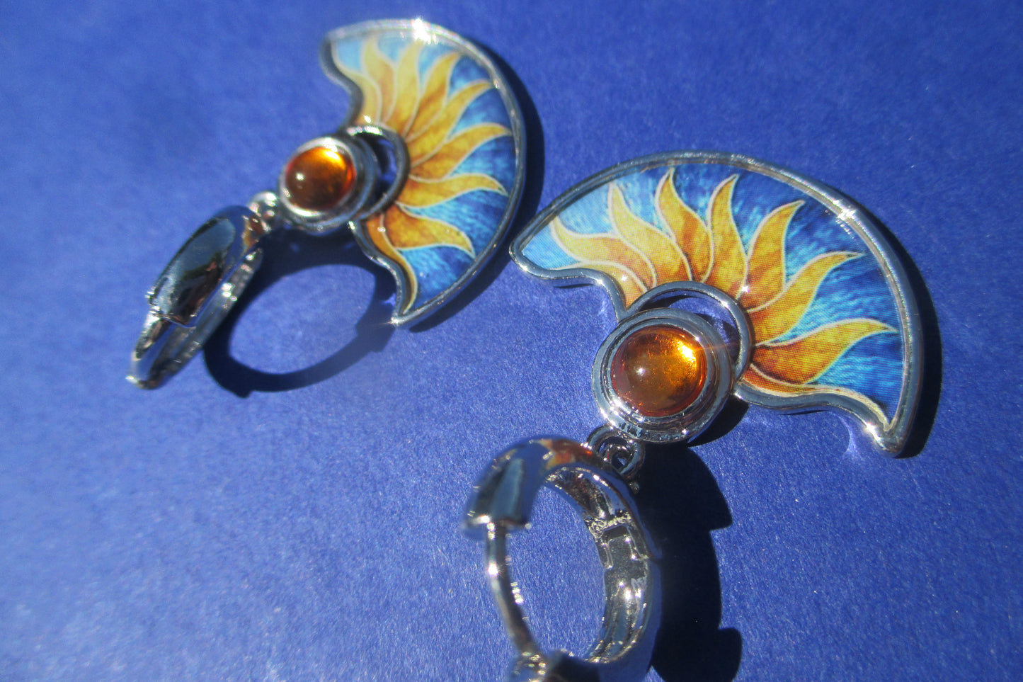 Sun flower clip earrings