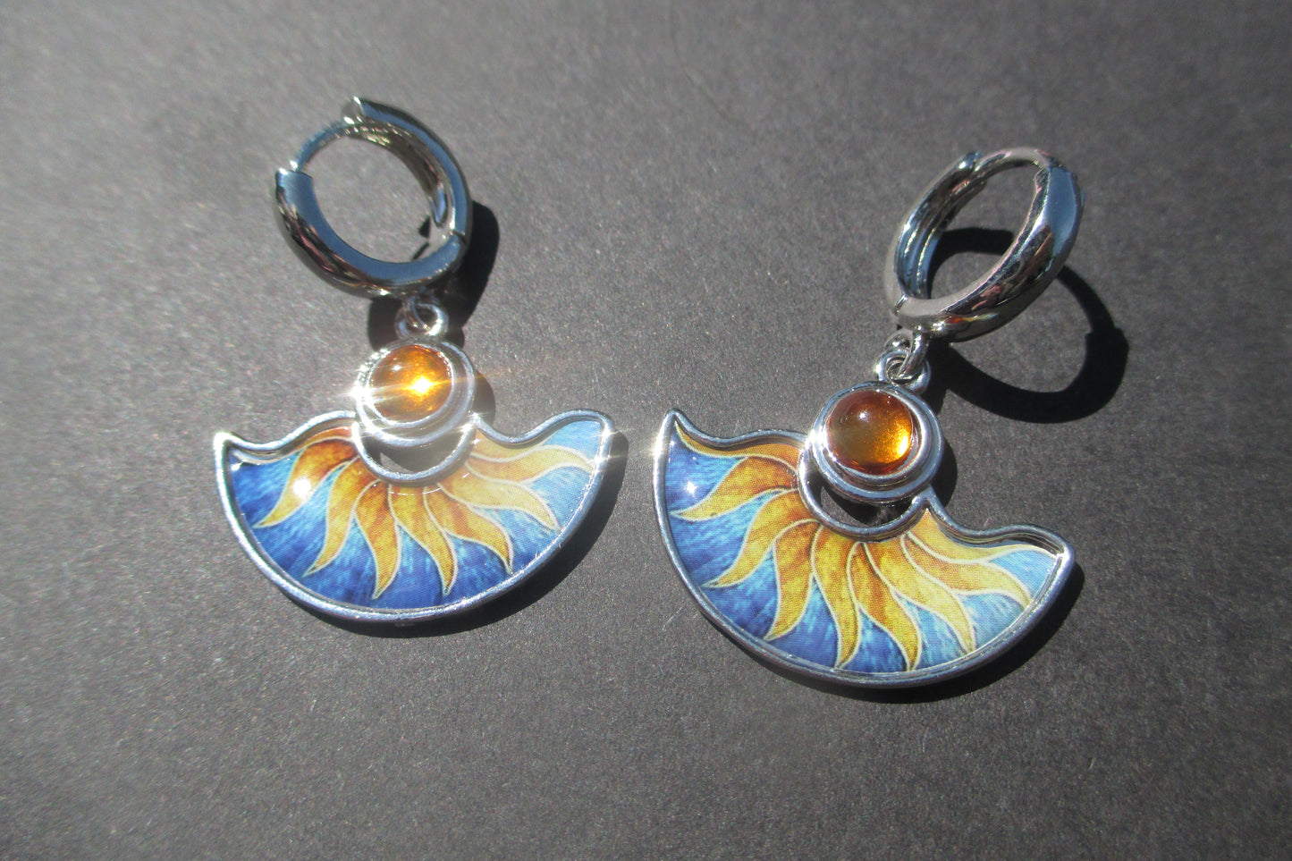 Sun flower clip earrings