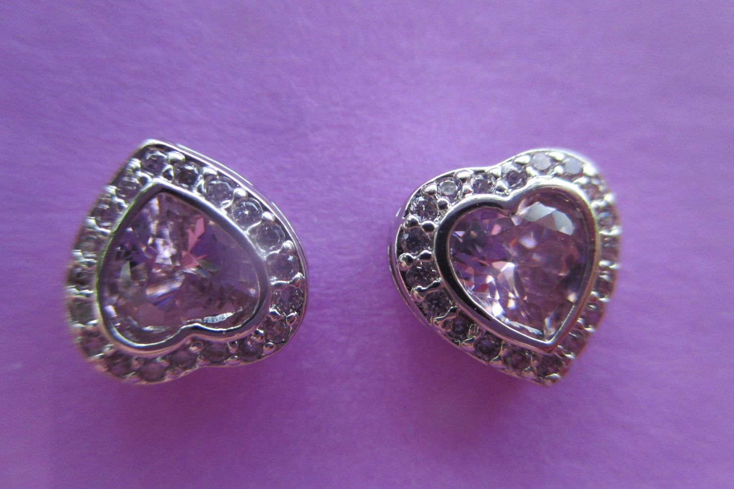 Pink topaz heart stud earring