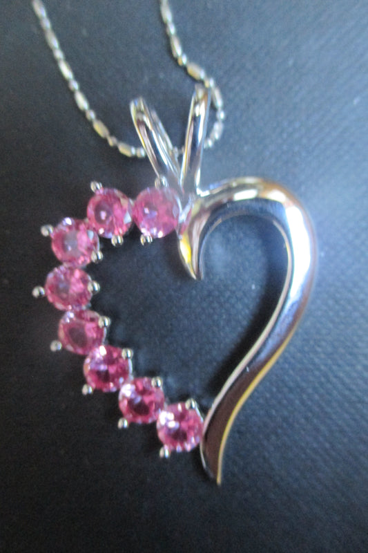 Silver garnet heart pendant