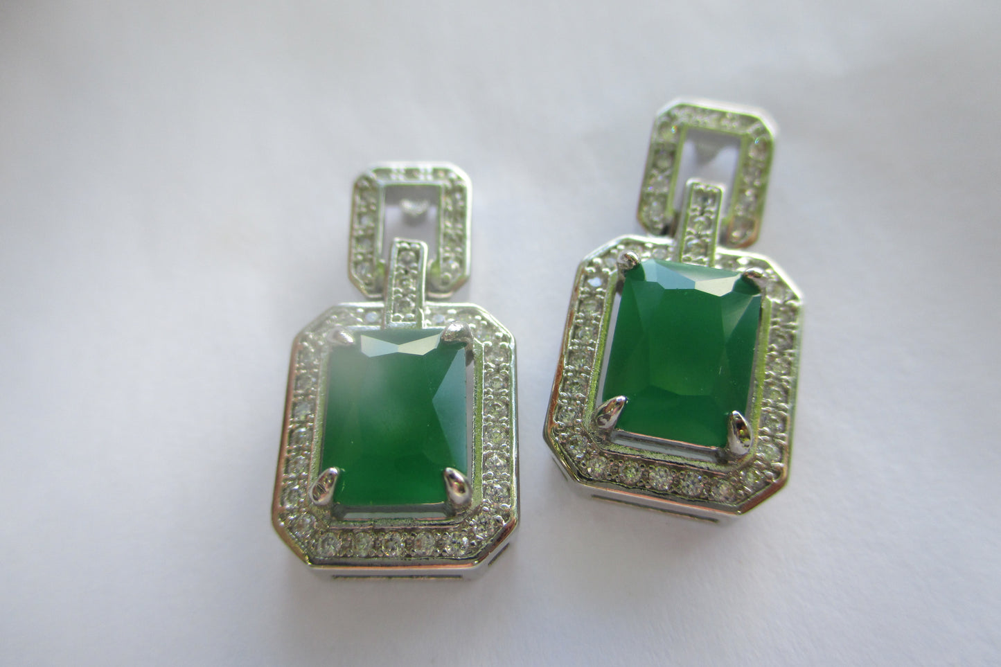 Lab created emerald stud earrings