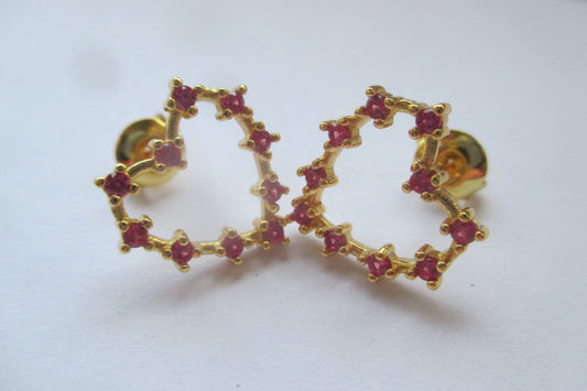 Gold plated silver heart stud earrings