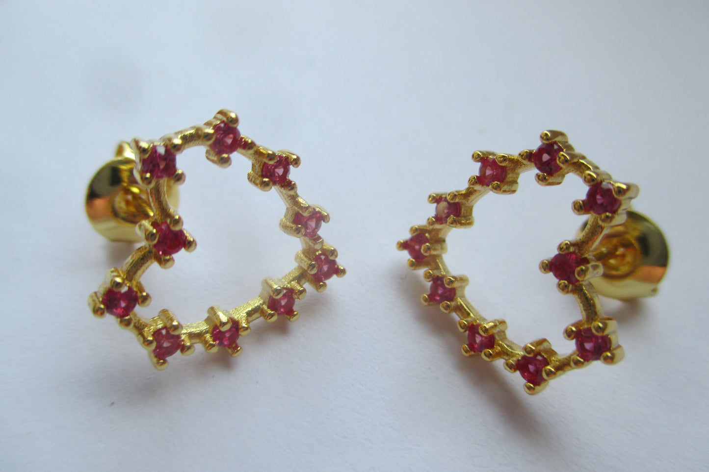 Gold plated silver heart stud earrings