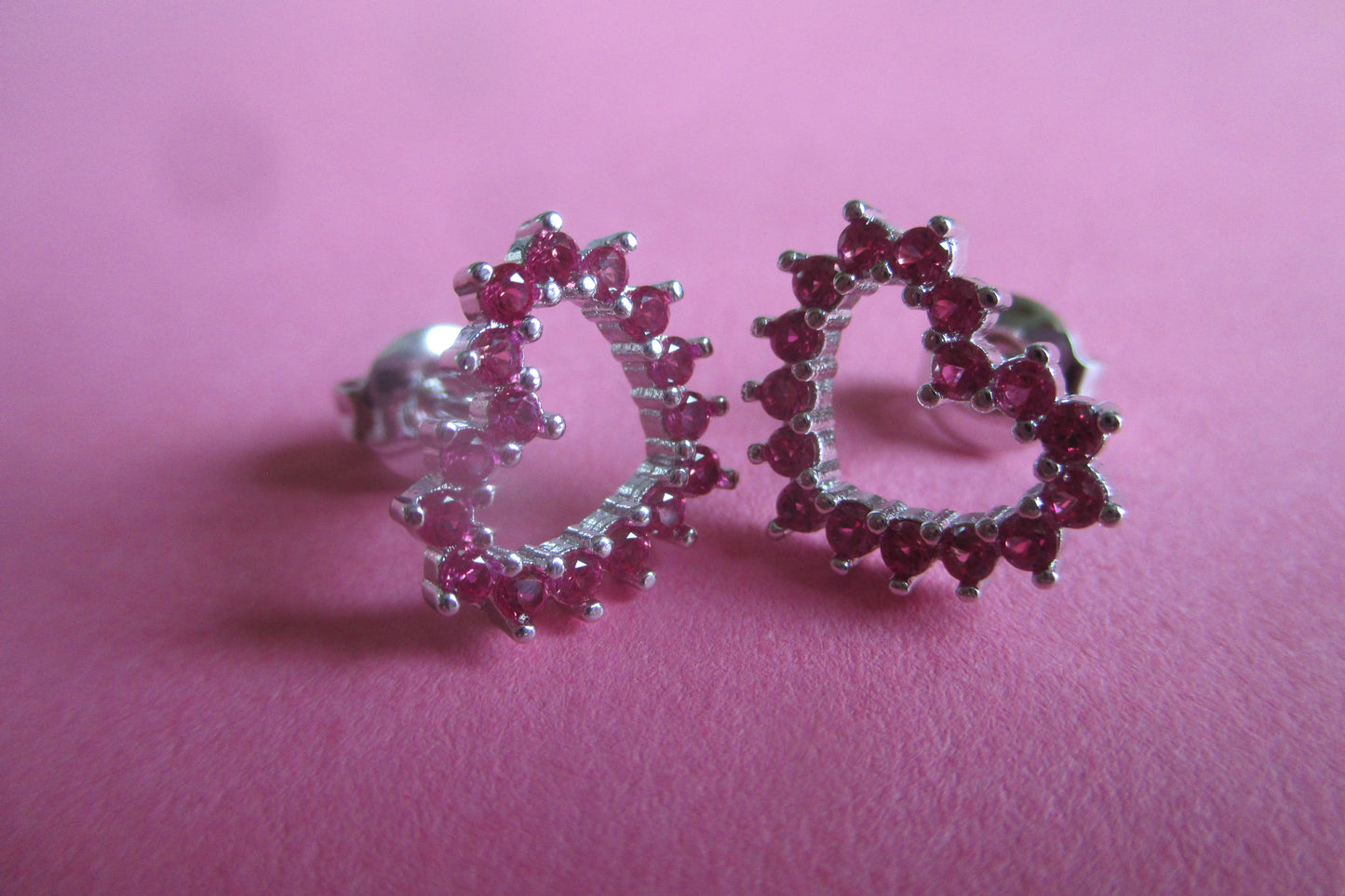 Silver heart stud earrings