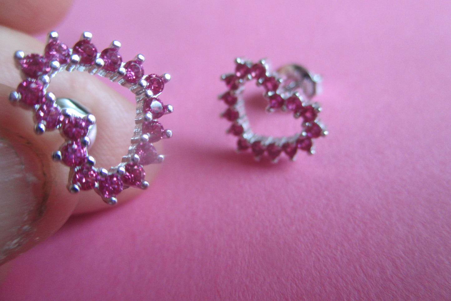 Silver heart stud earrings