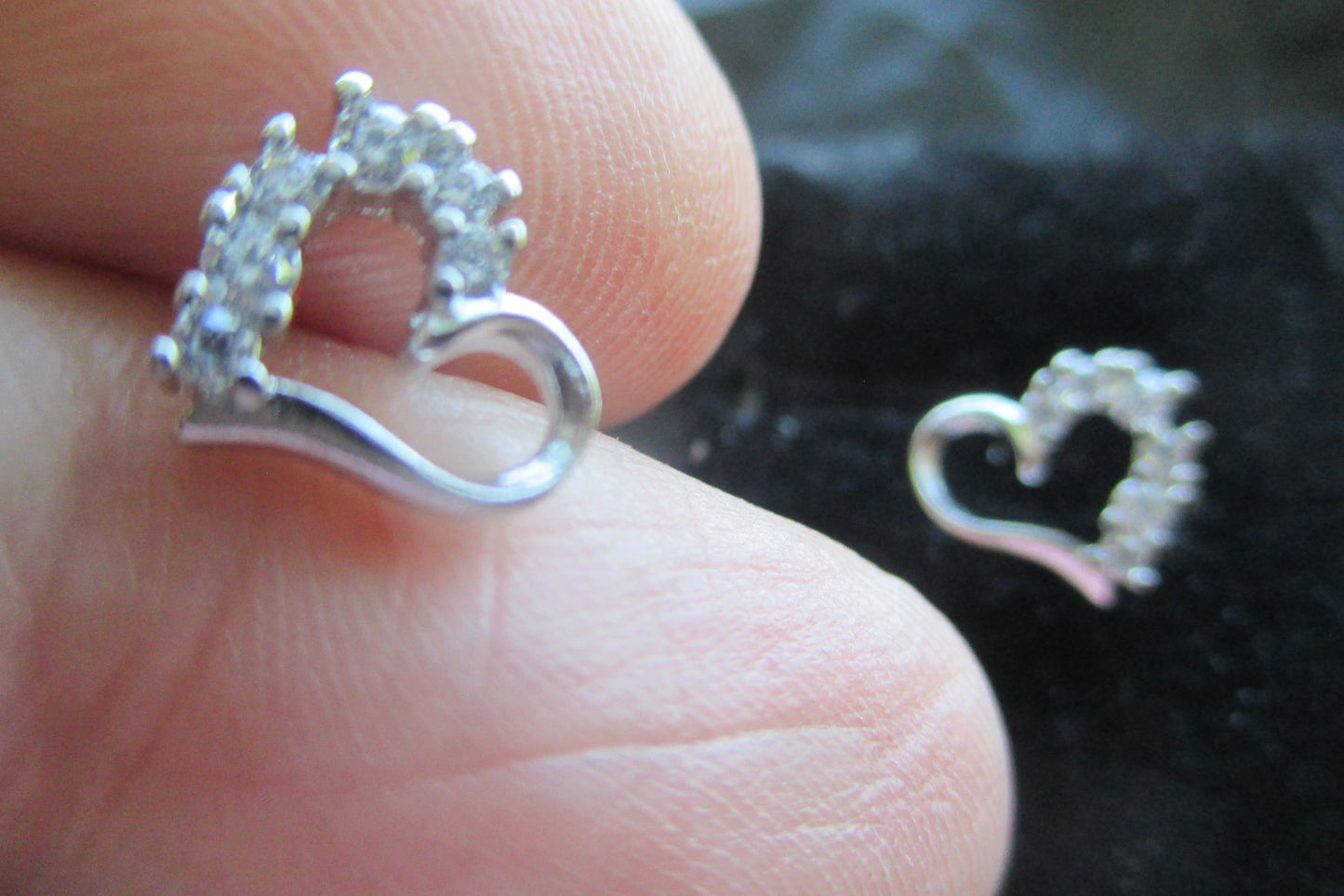 Silver stud heart earrings