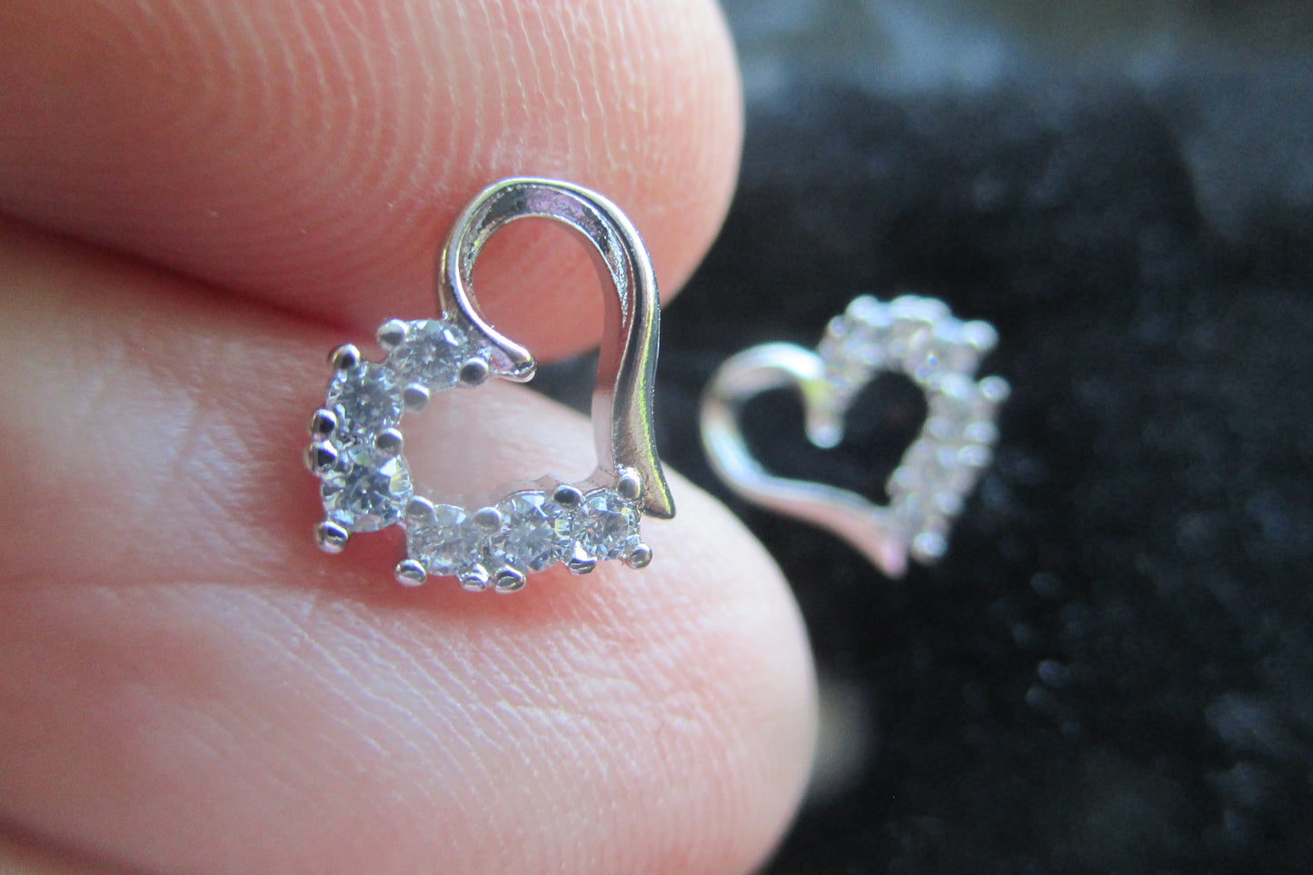 Silver stud heart earrings