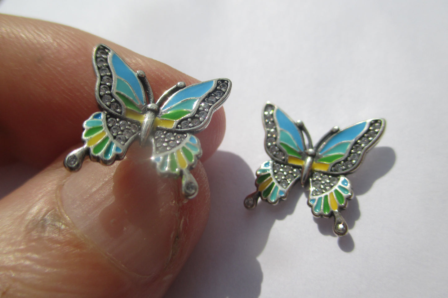 Butterfly enamel stud earrings