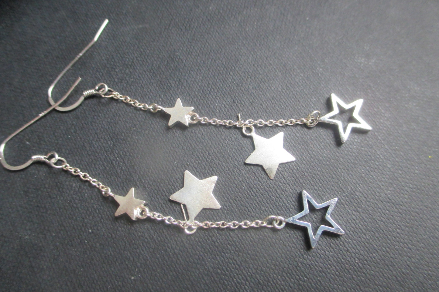 Silver star hook earrings