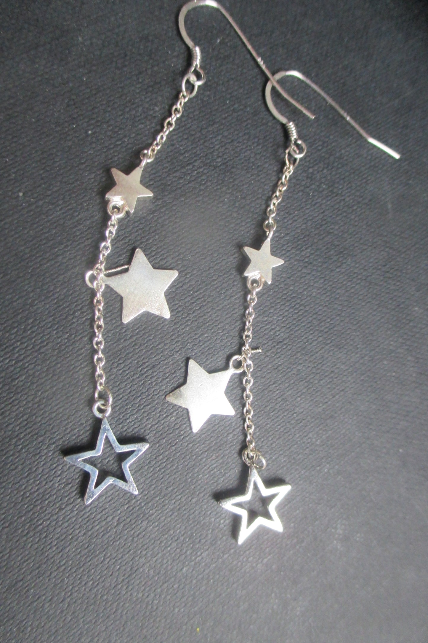 Silver star hook earrings