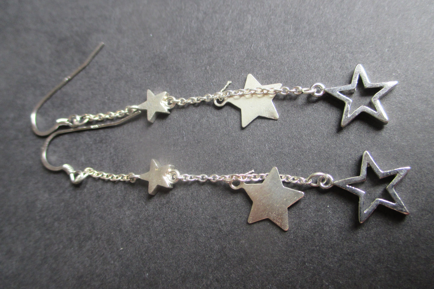 Silver stars hooks earrings