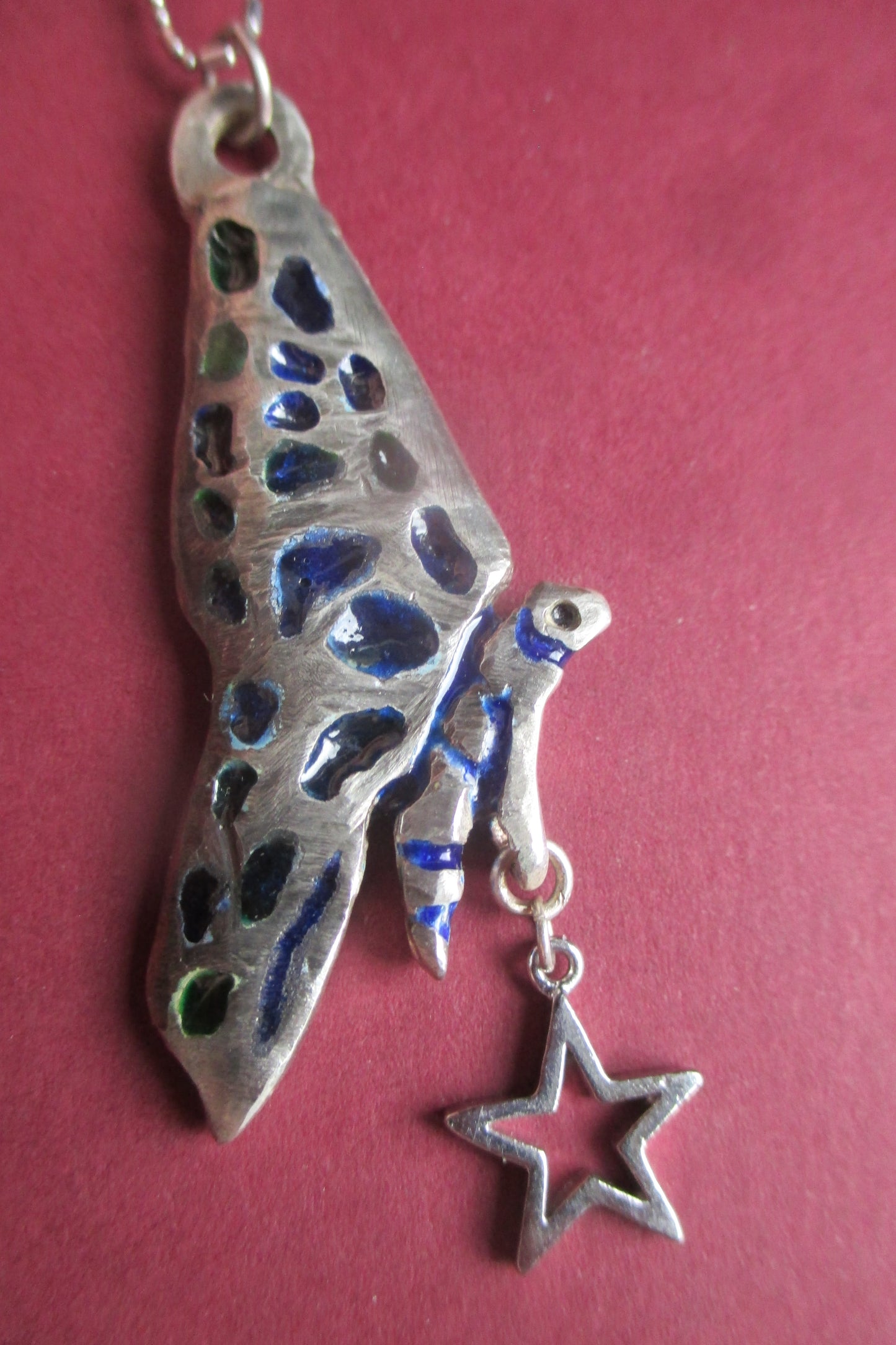 Silver Butterfly pendant with SILVER STAR