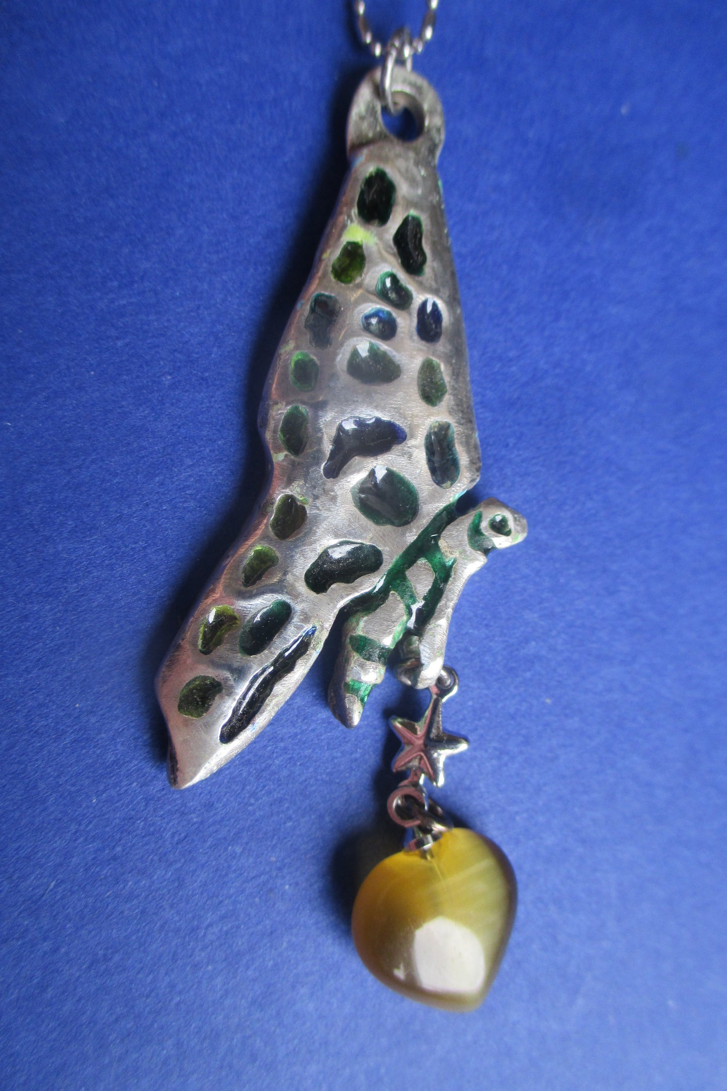 Silver Butterfly pendant with VENETIAN GLASS HEART