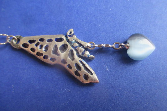 Silver Butterfly pendant venetian glass heart