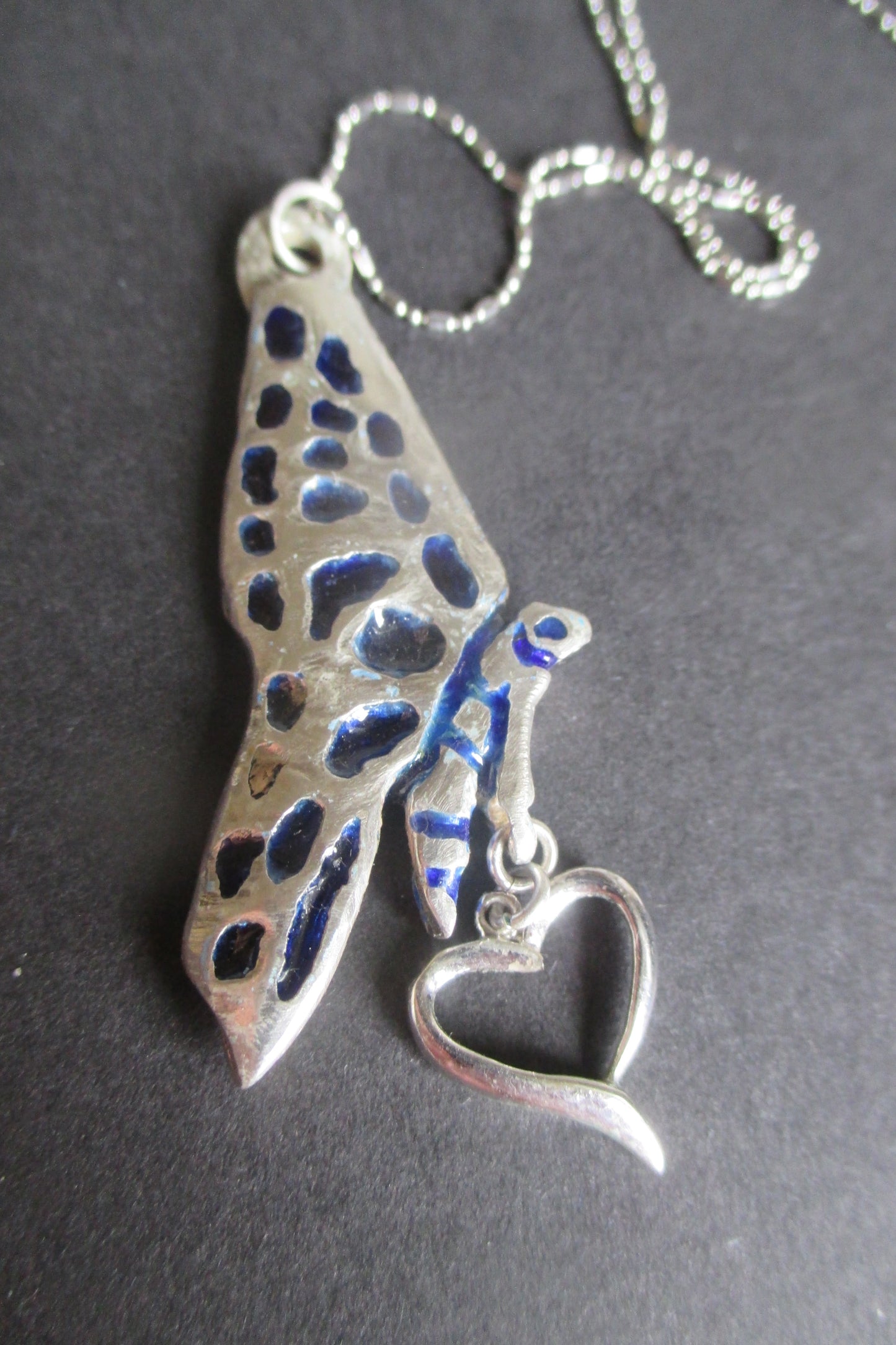 Silver Butterfly pendant with silver heart