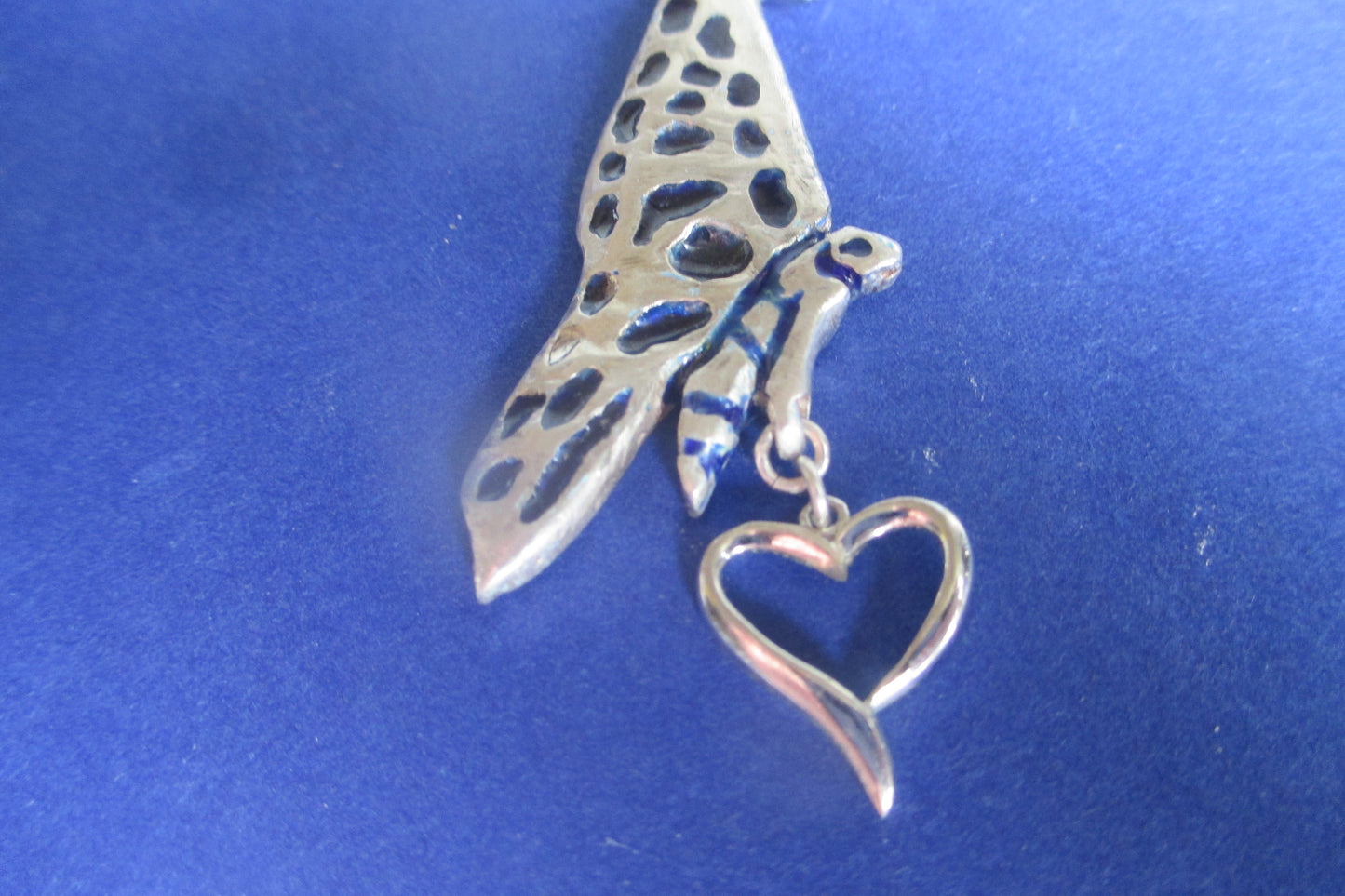 Silver Butterfly pendant with silver heart