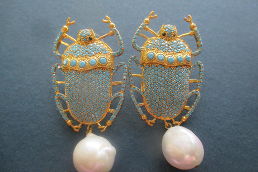 Egyptian beetle earrings