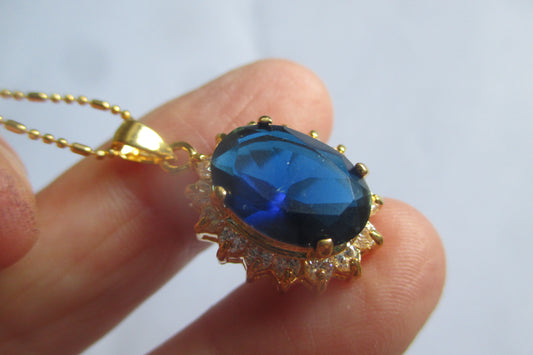 Faux sapphire pendant