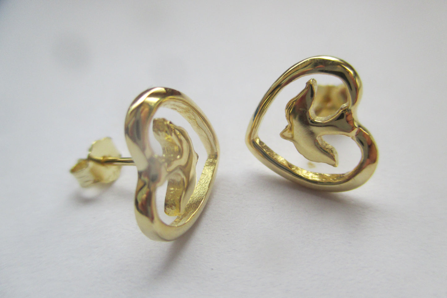 Gold plated silver Peace Dove stud earrings