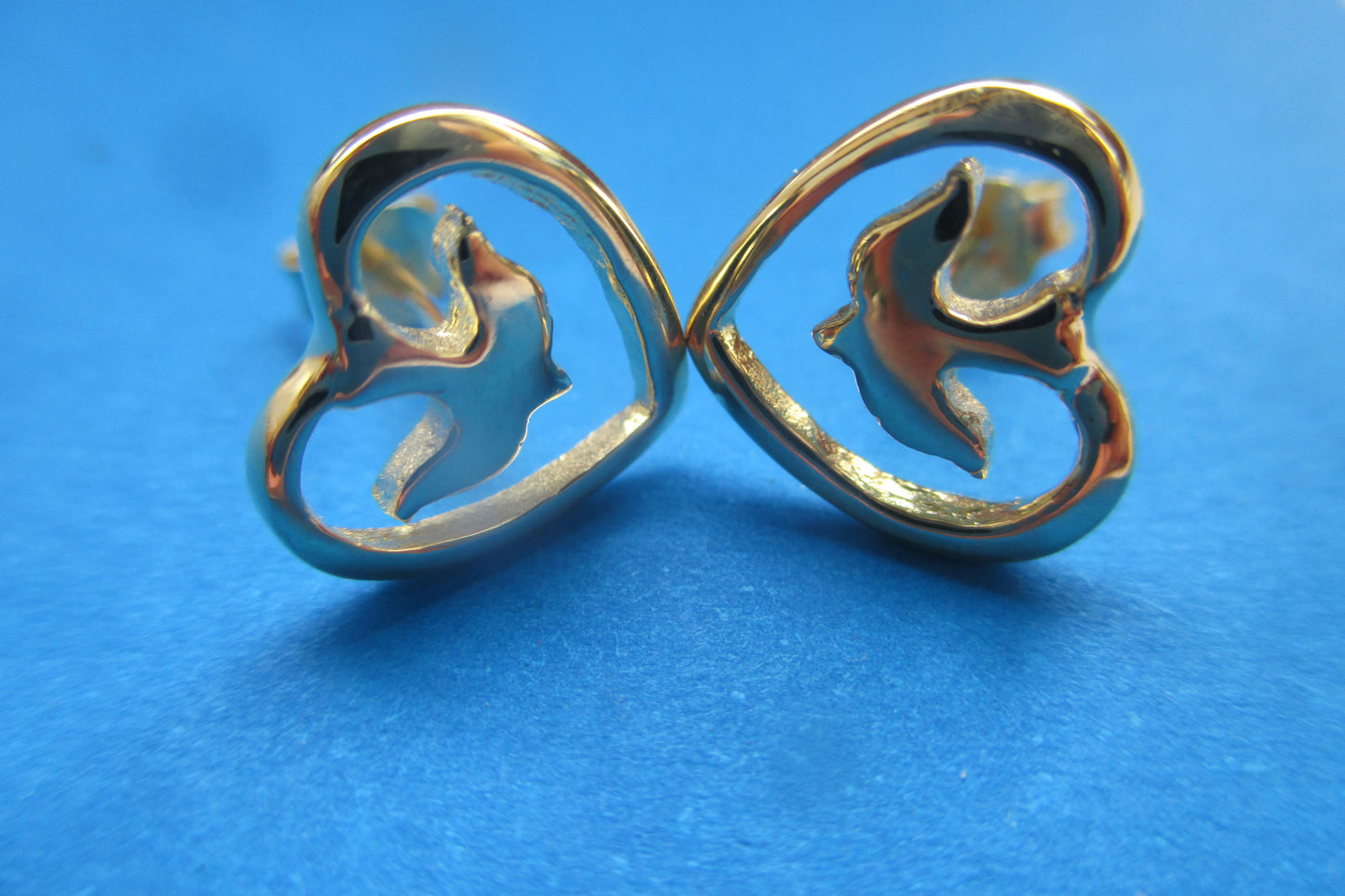 Gold plated silver Peace Dove stud earrings