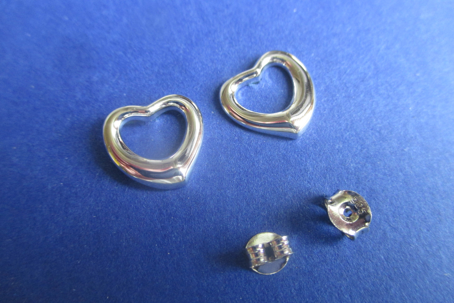 Silver heart stud earrings