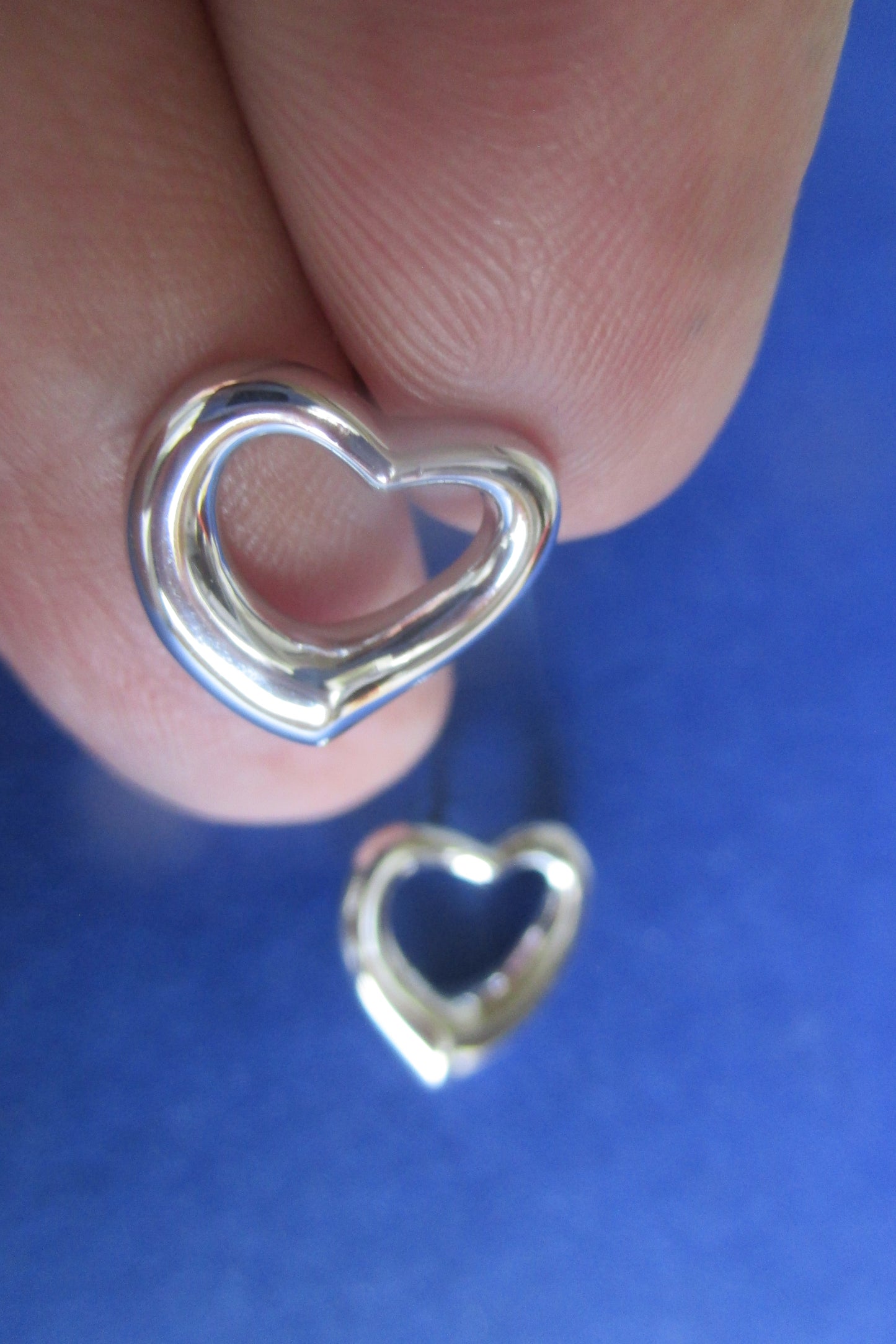 Silver heart stud earrings