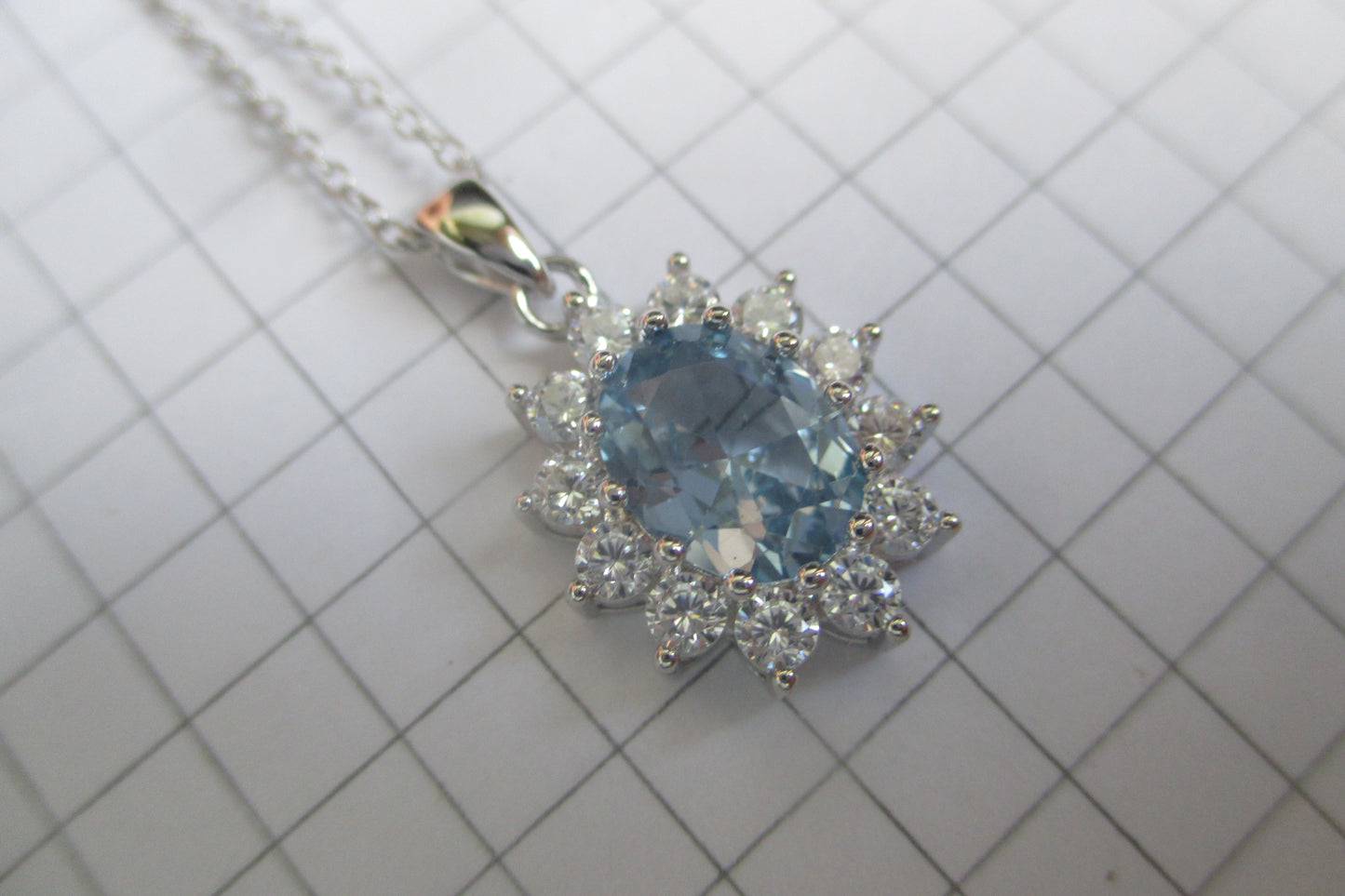 Sky blue zirconia silver pendant