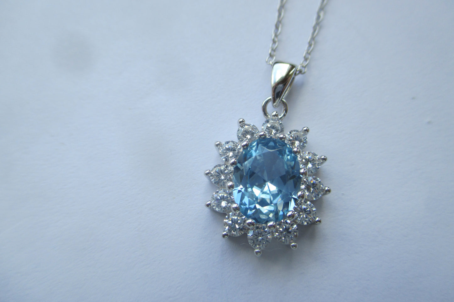 Sky blue zirconia silver pendant