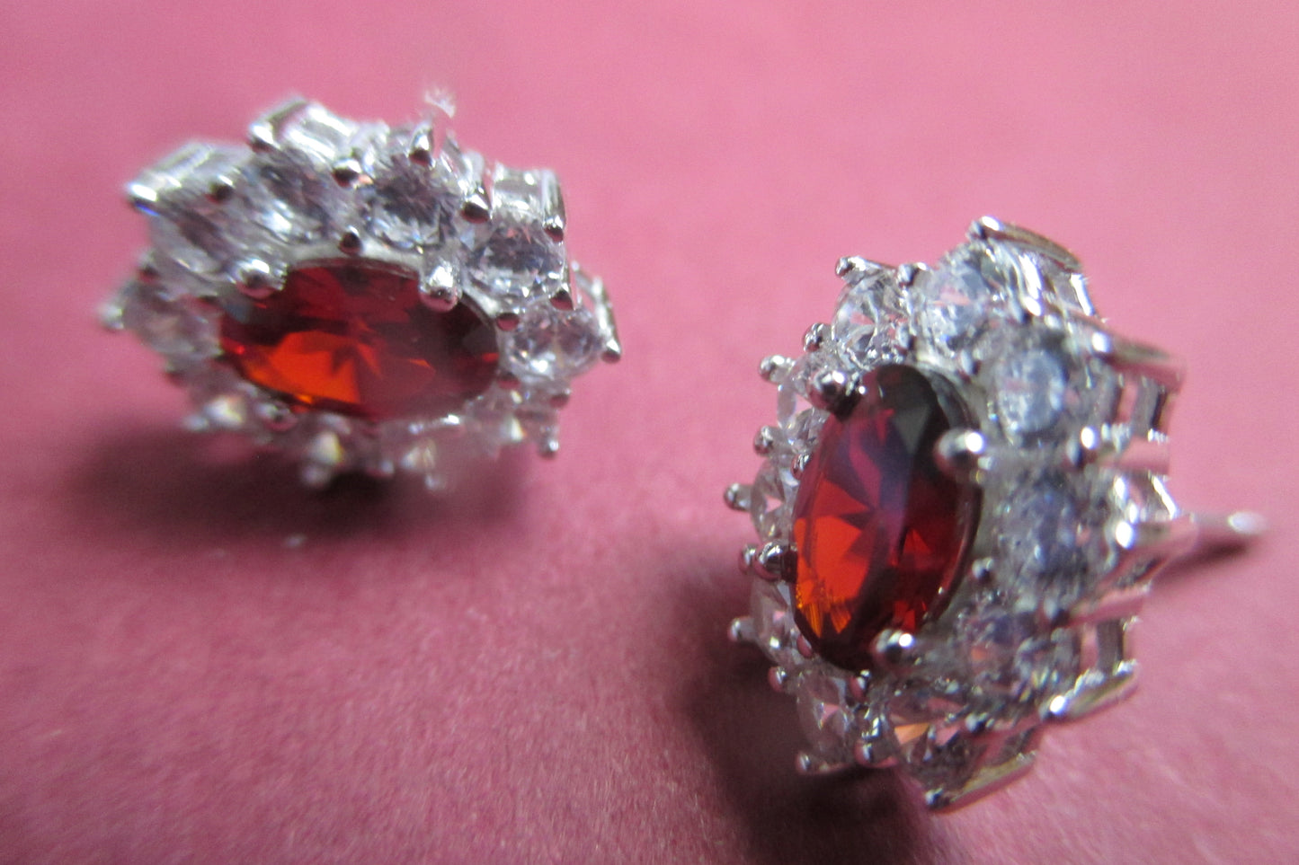 Silver garnet accent stud earrings