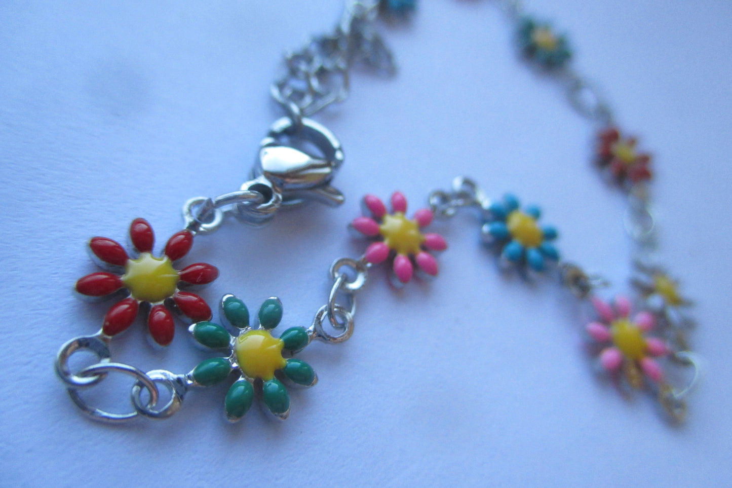 Enamel flower bracelet