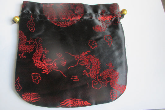 Black red silk jewelry bag