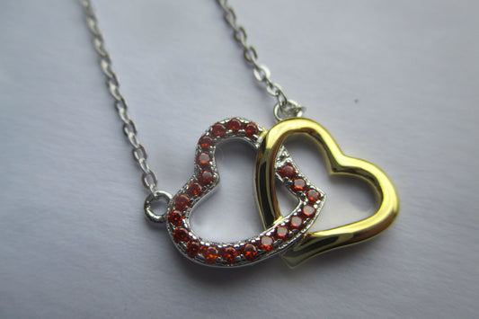 Silver garnet heart pendant