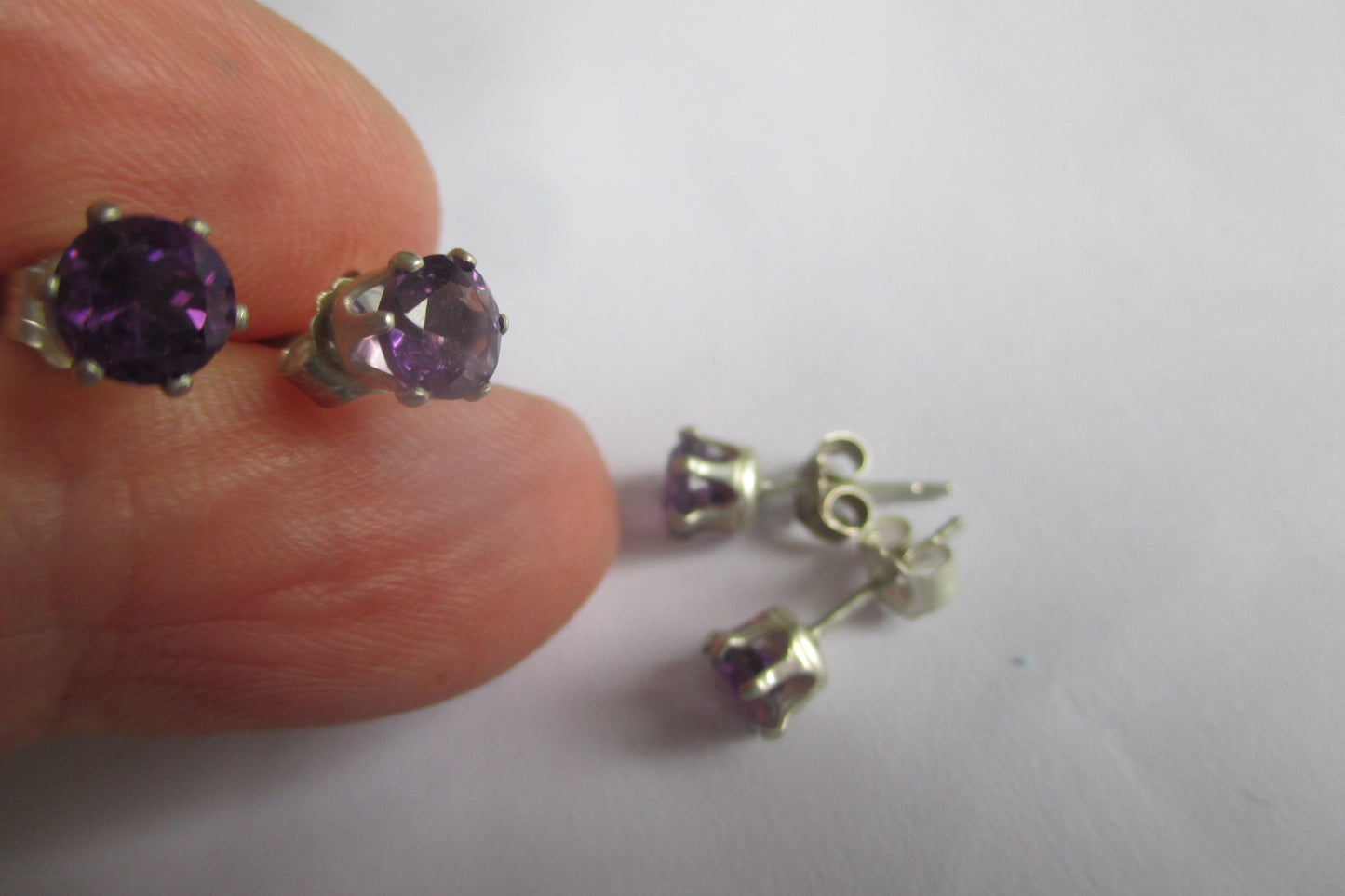 Silver stud with Amethyst earrings