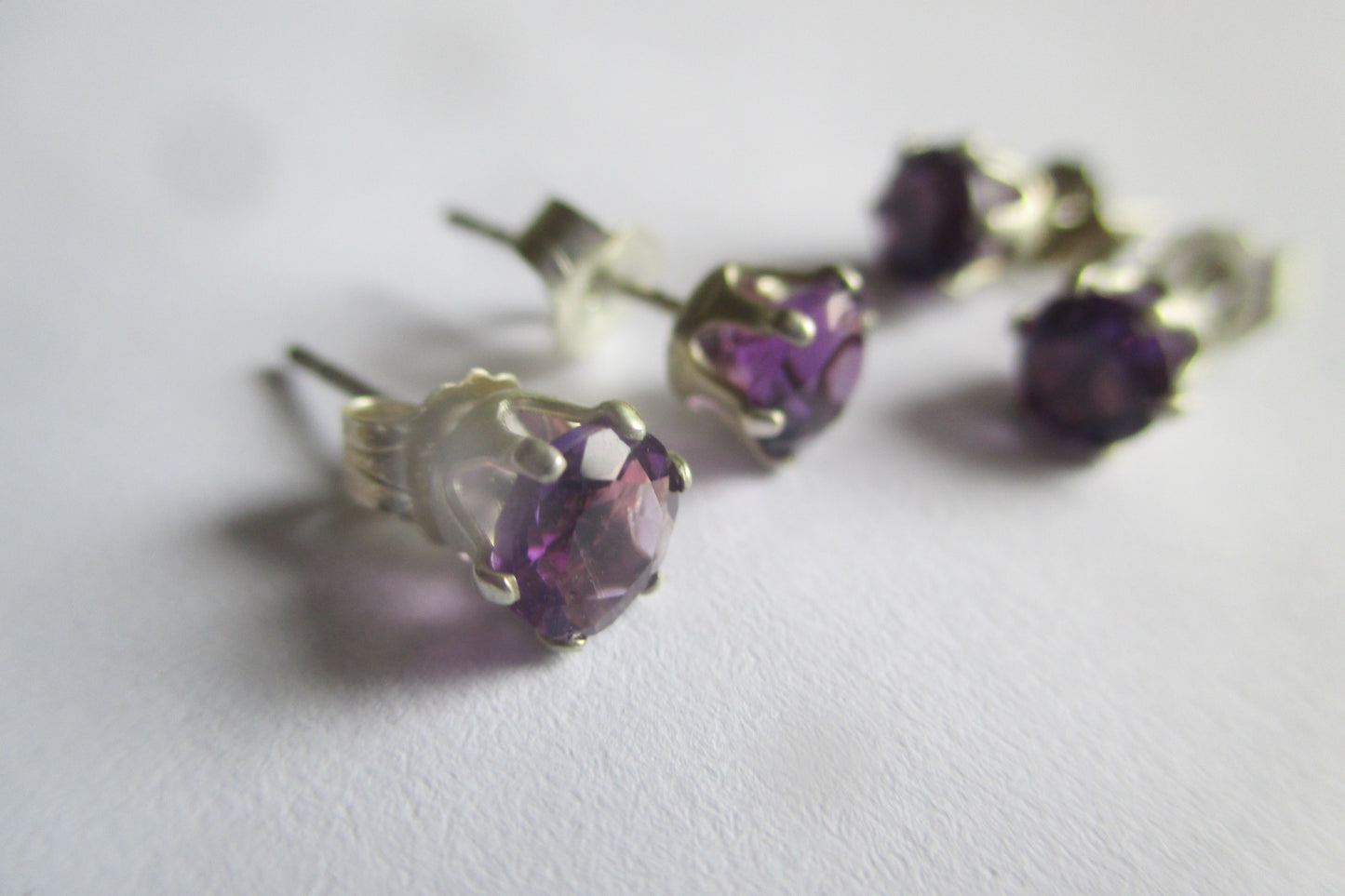 Silver stud with Amethyst earrings