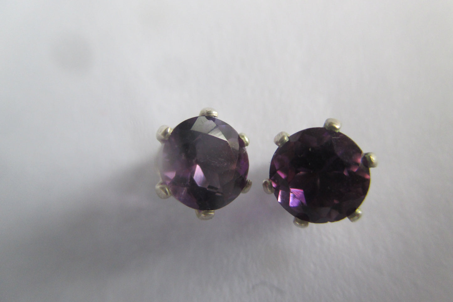 Silver stud with Amethyst earrings