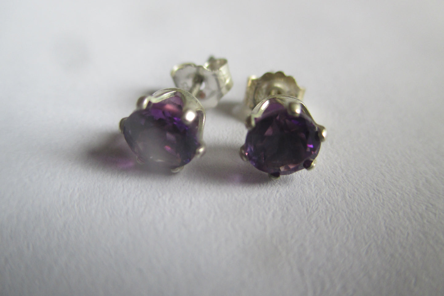 Silver stud with Amethyst earrings