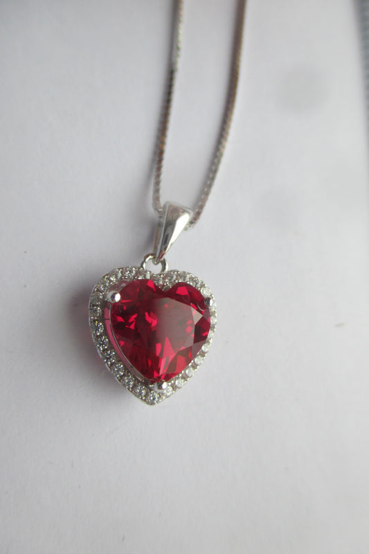 Heart with red stone pendant