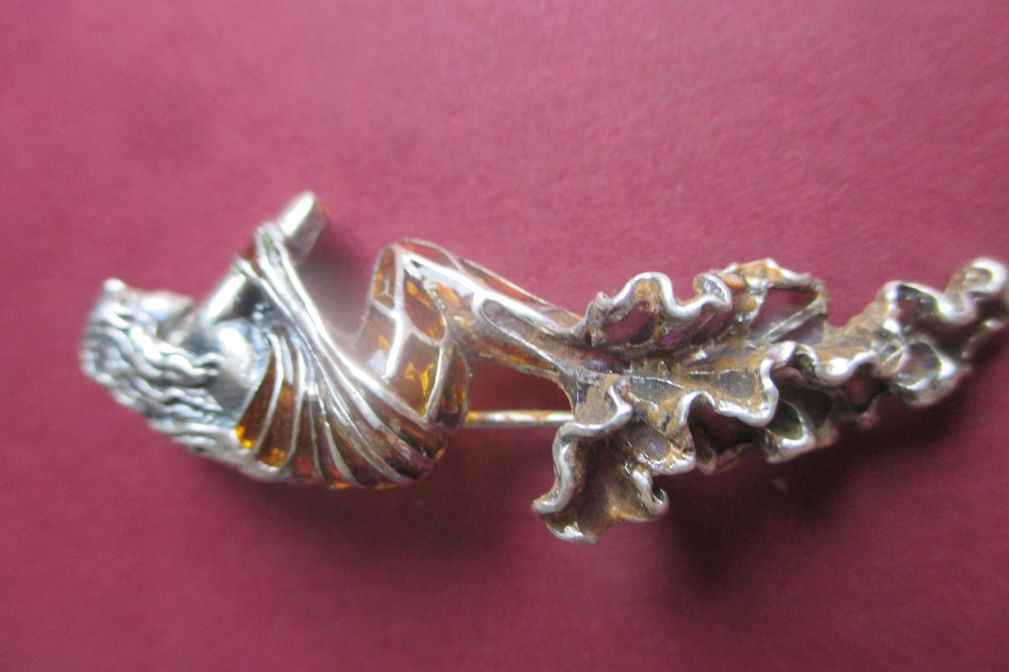 Silver Angel broach with plique-jour