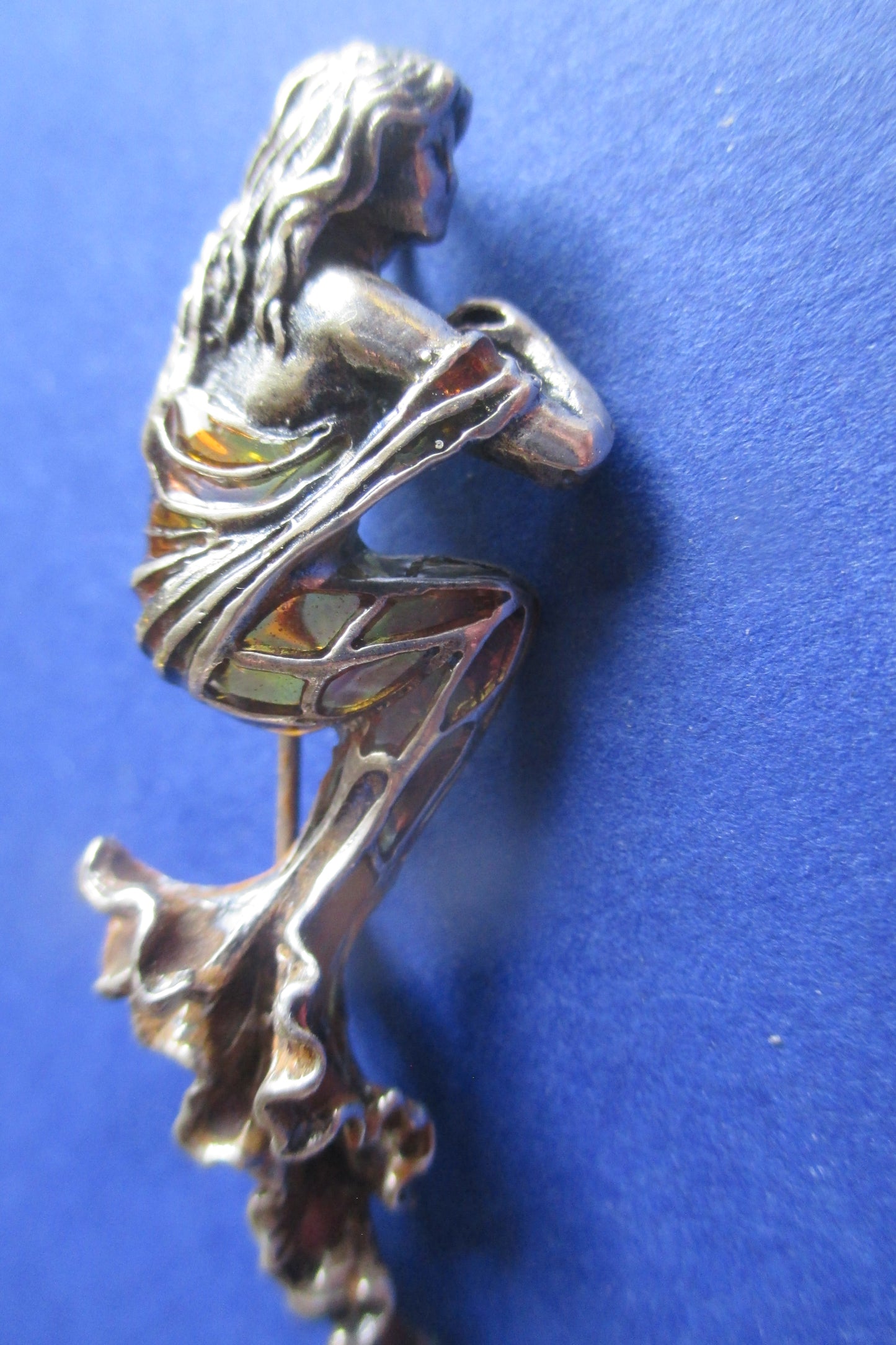 Silver Angel broach with plique-jour