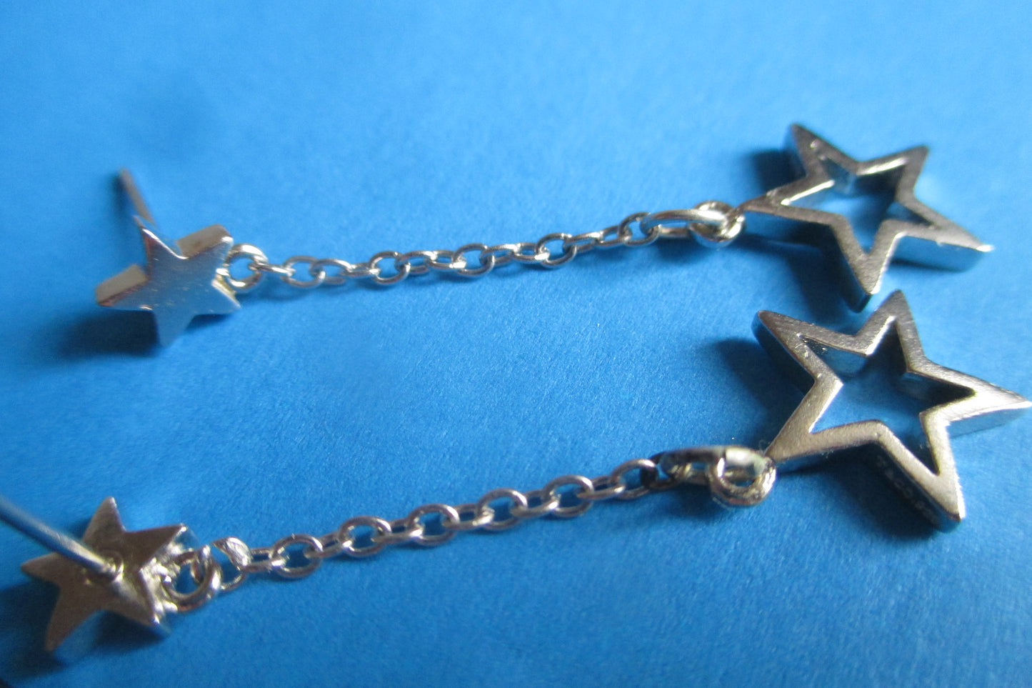 Silver stars stud earrings