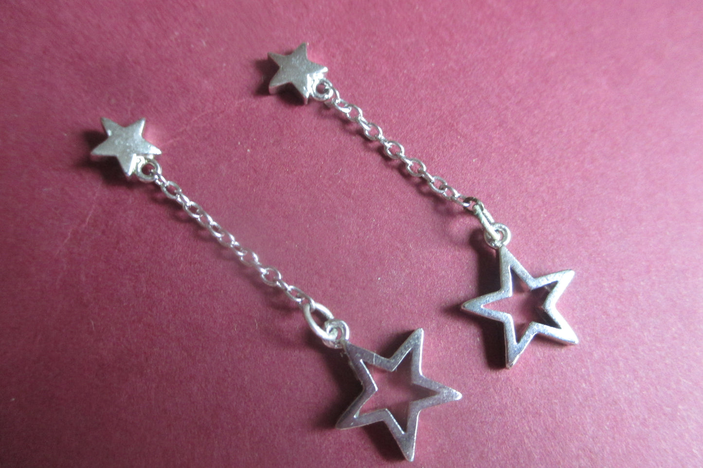 Silver stars stud earrings