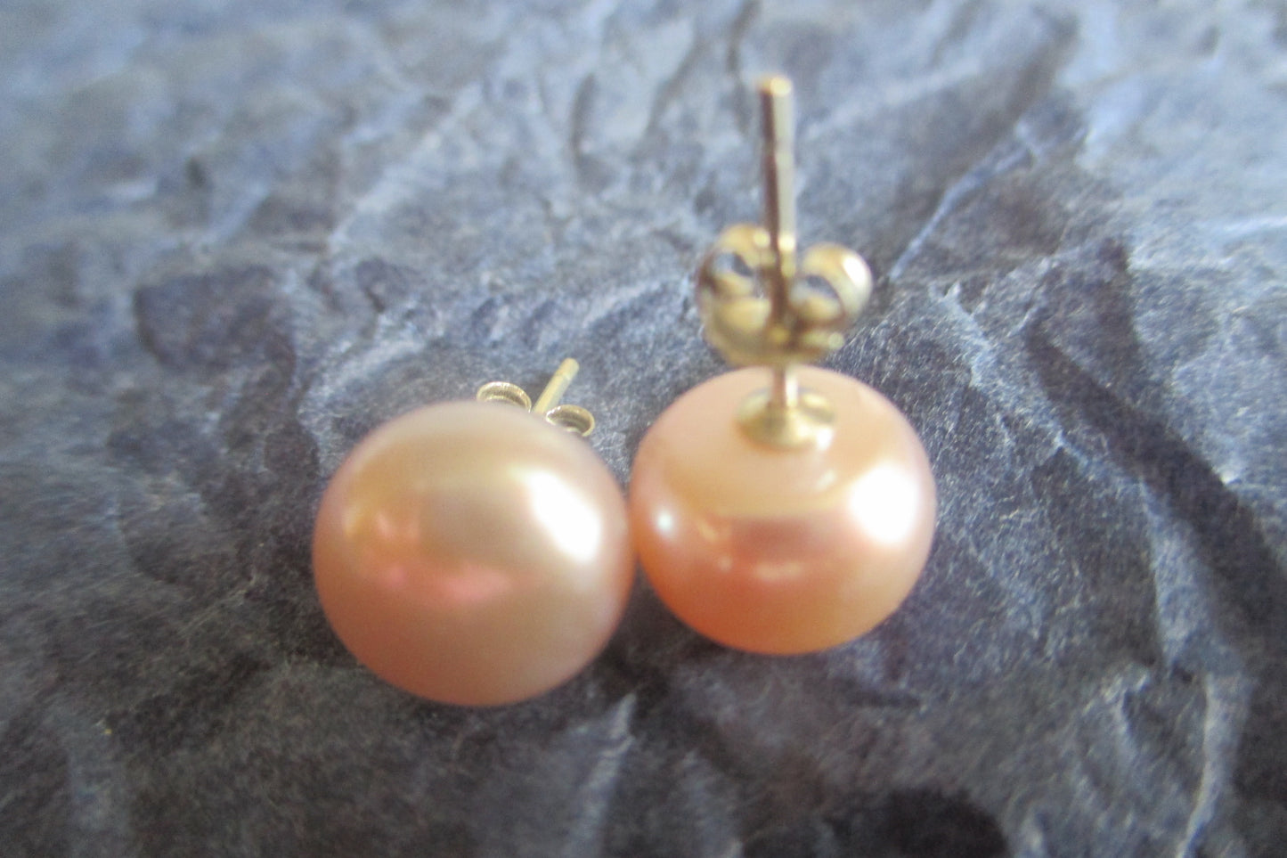 Lavender pearl silver stud earrings