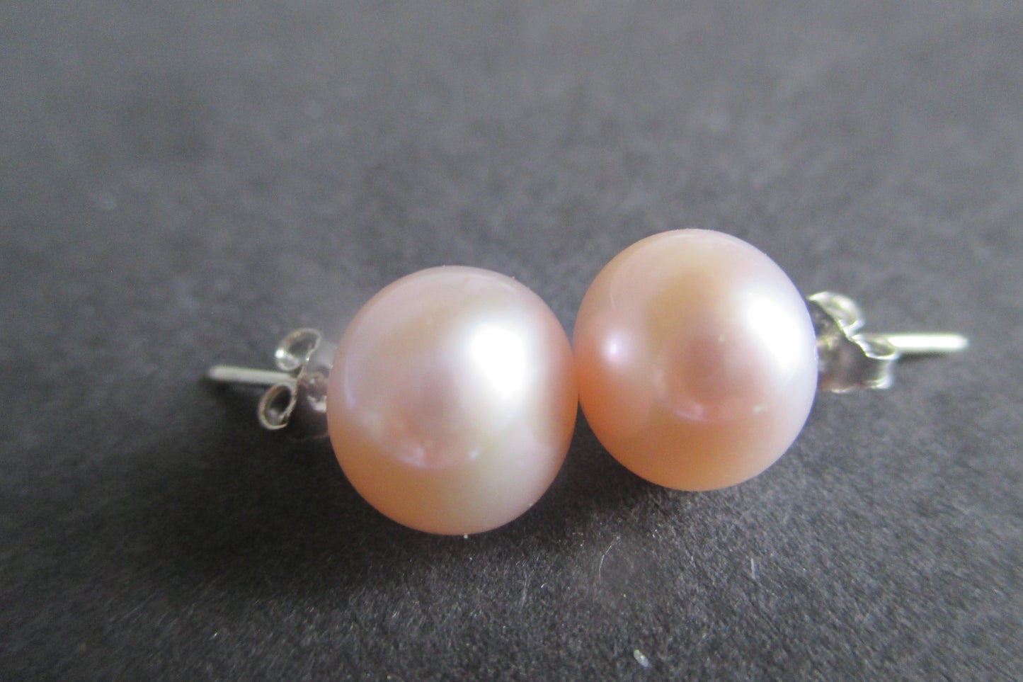 Lavender pearl silver stud earrings