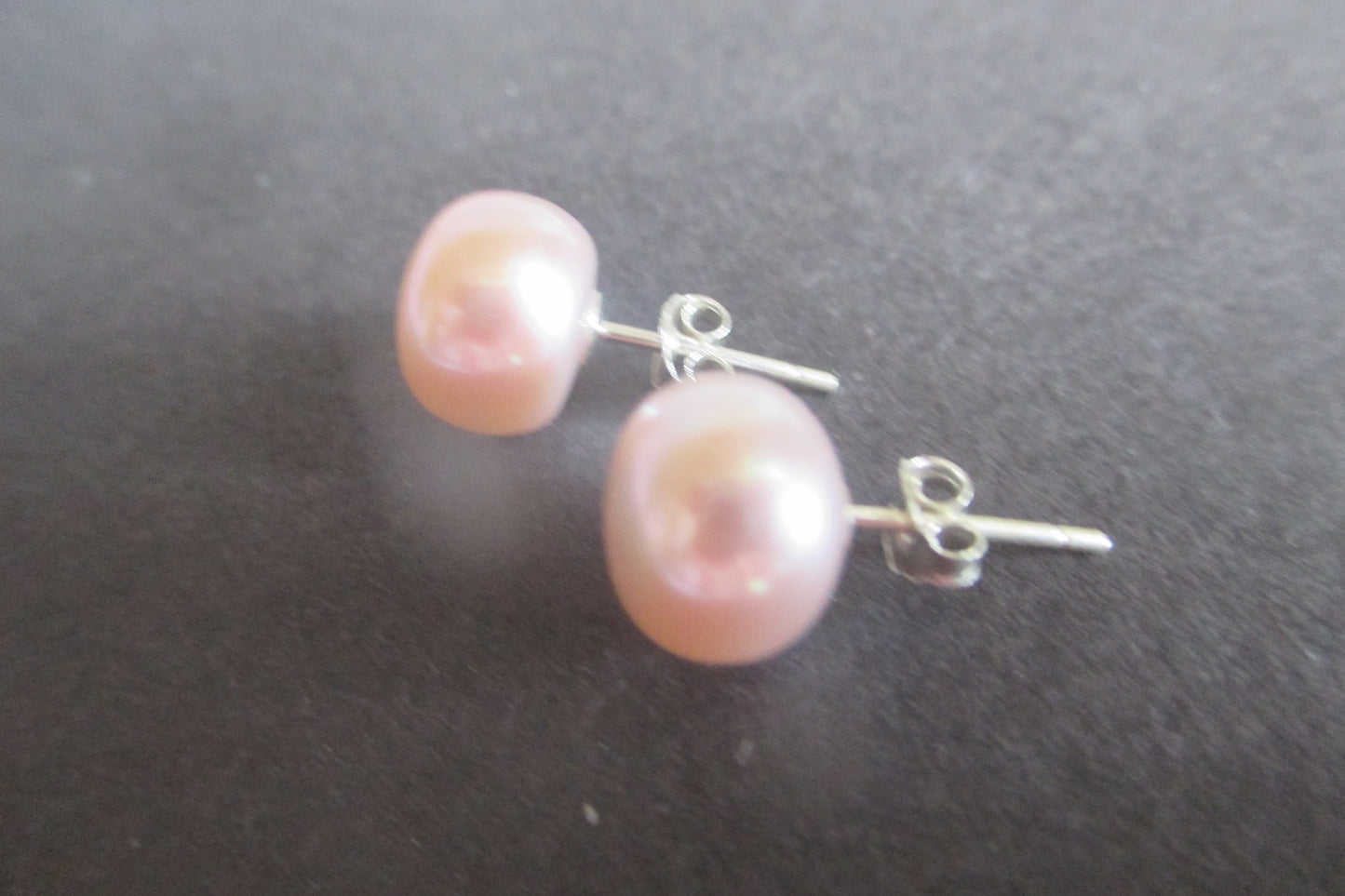 Lavender pearl silver stud earrings