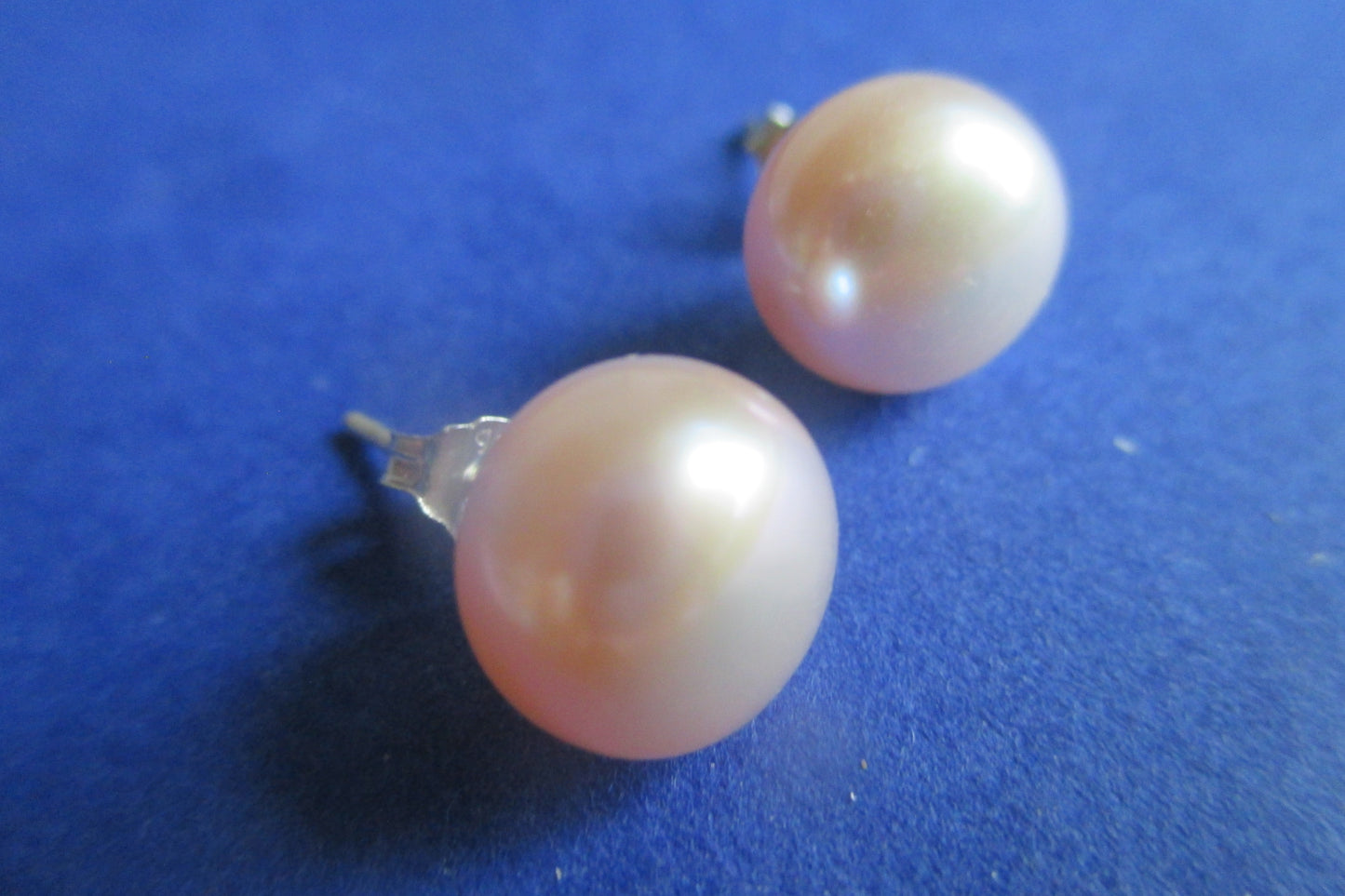 Lavender pearl silver stud earrings