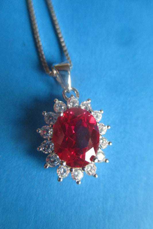 Ruby accent pendant ( man made stone )