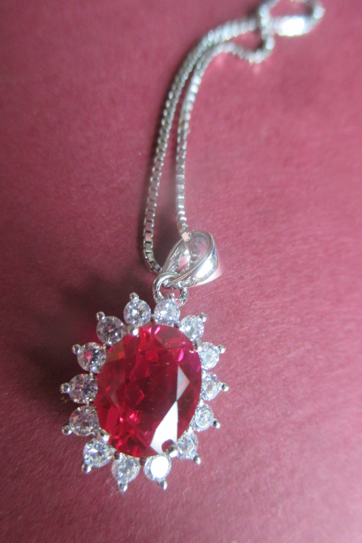 Ruby accent pendant ( man made stone )