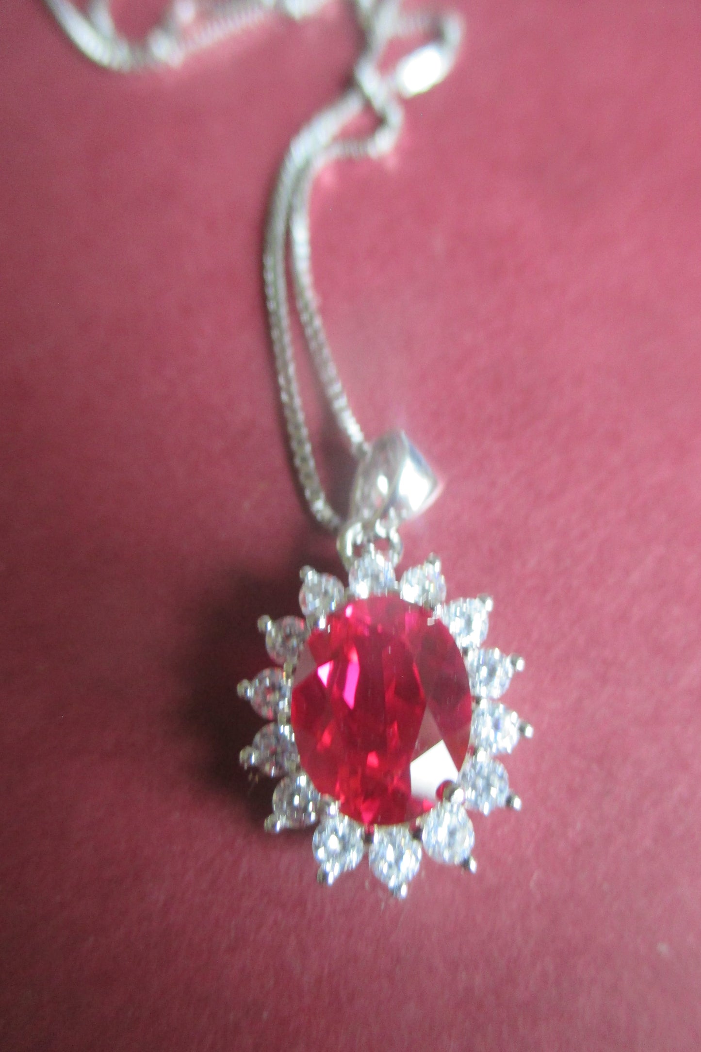 Ruby accent pendant ( man made stone )