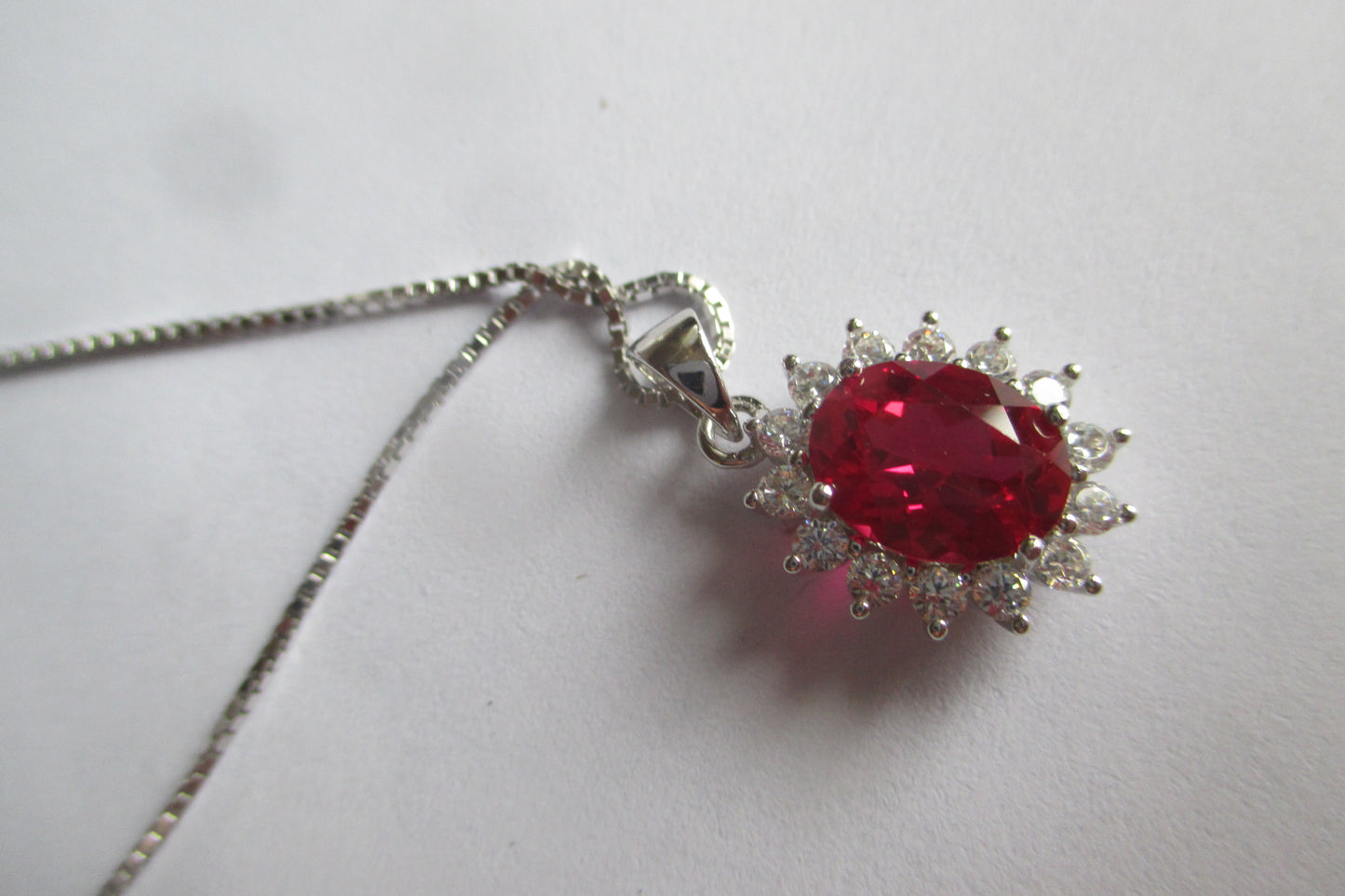 Ruby accent pendant ( man made stone )